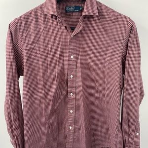 Polo Ralph Lauren Shirt Large Mens Maroon Check  Button Down